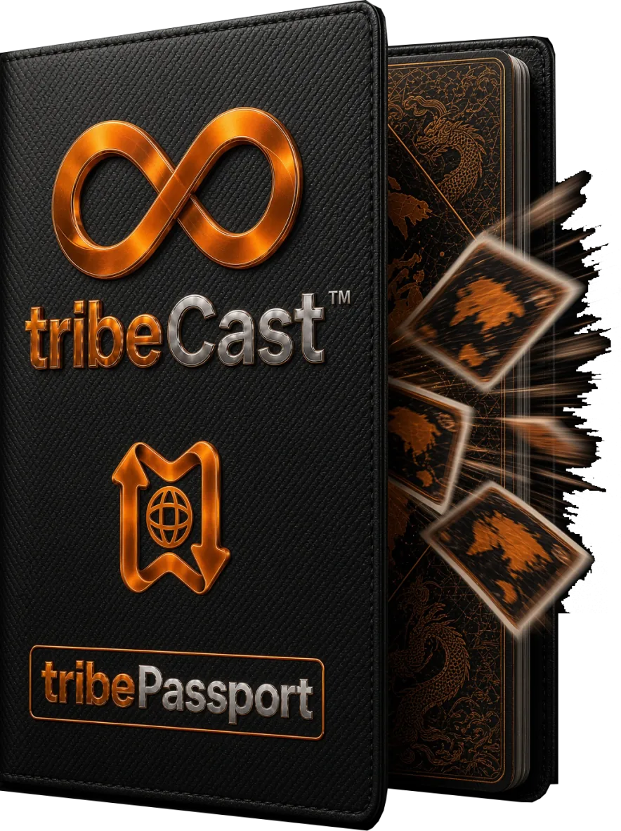 tribePassport cover with cards fanning out